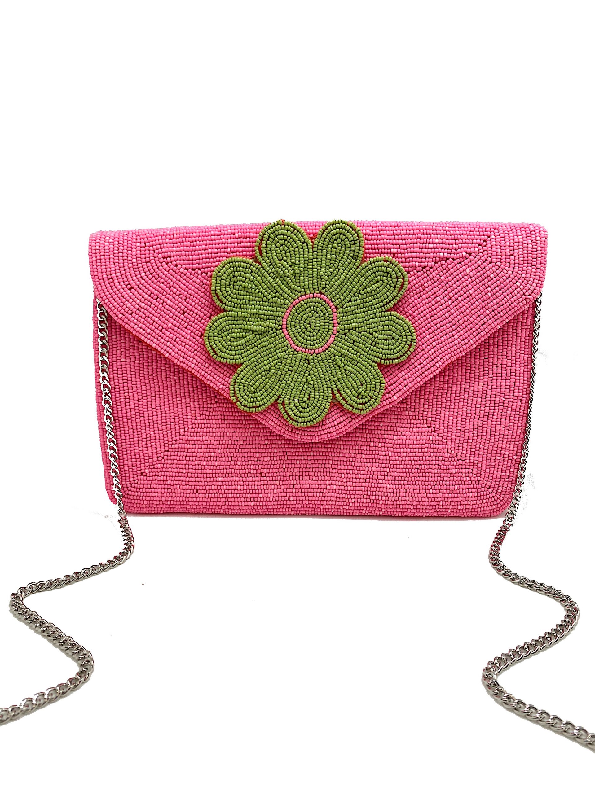 NEW NEW NEW Clutch me I'm Yours Pink and Green Envelope Clutch - Kura ...